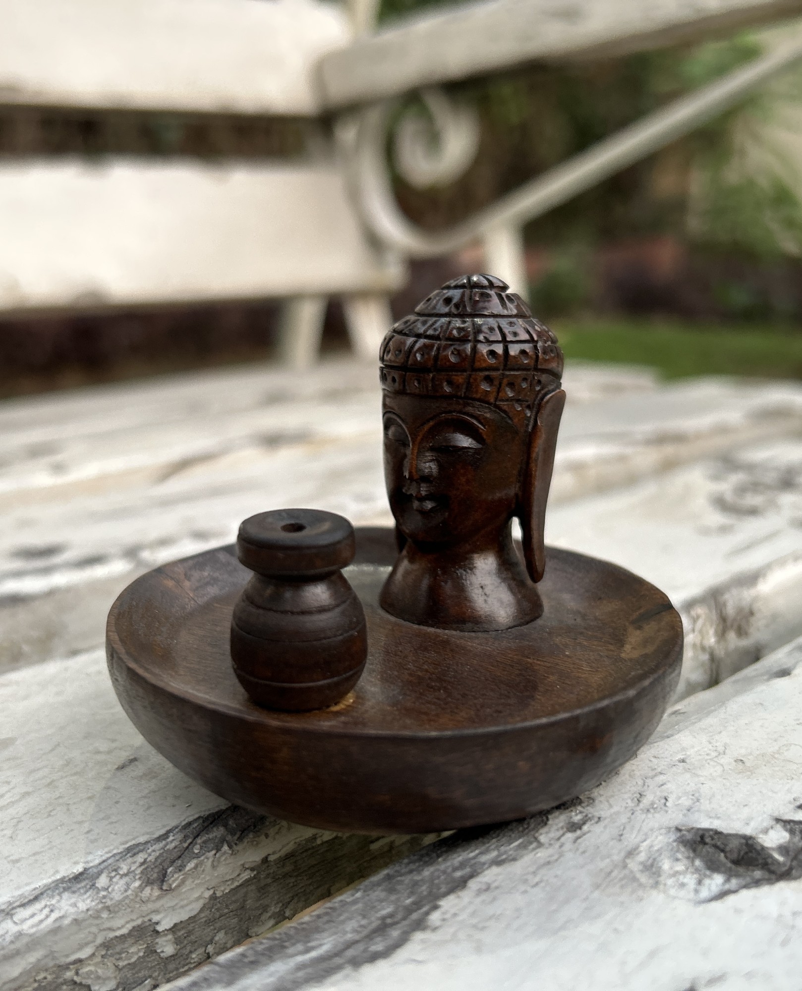 Räucherkegelhalter 'Buddha', aus Mangoholz, Ø 8 cm H 6,5 cm günstig bestellen