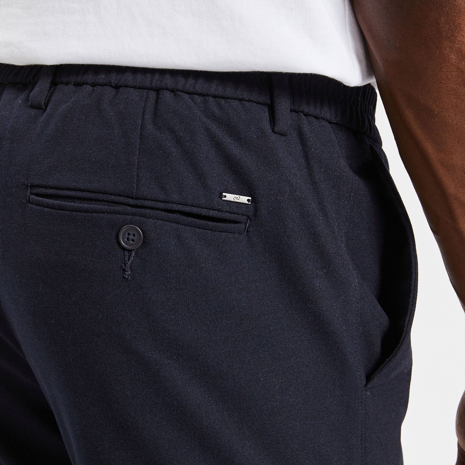 Pantalon slim chino bi stretch taille élastiquée Bleu foncé