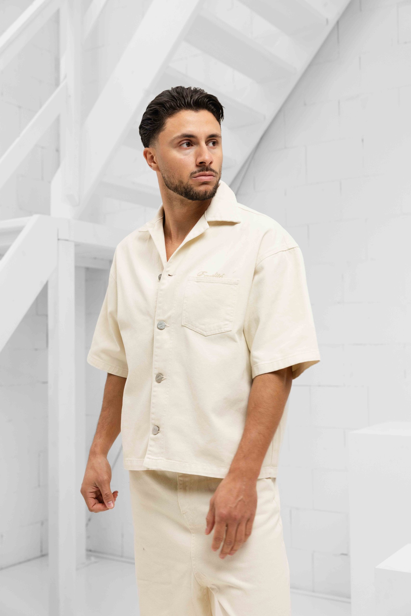 Equalité Astra Denim Boxy Shirt Heren Gebroken Wit
