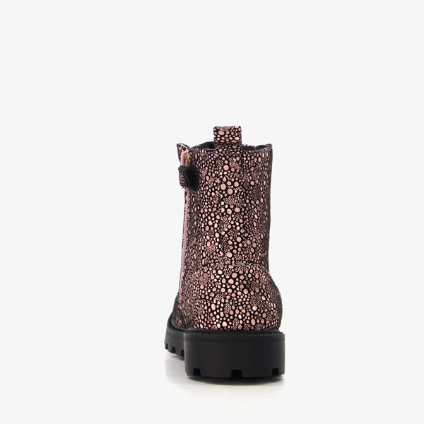 Blue Box metallic meisjes veterboots met stipjes