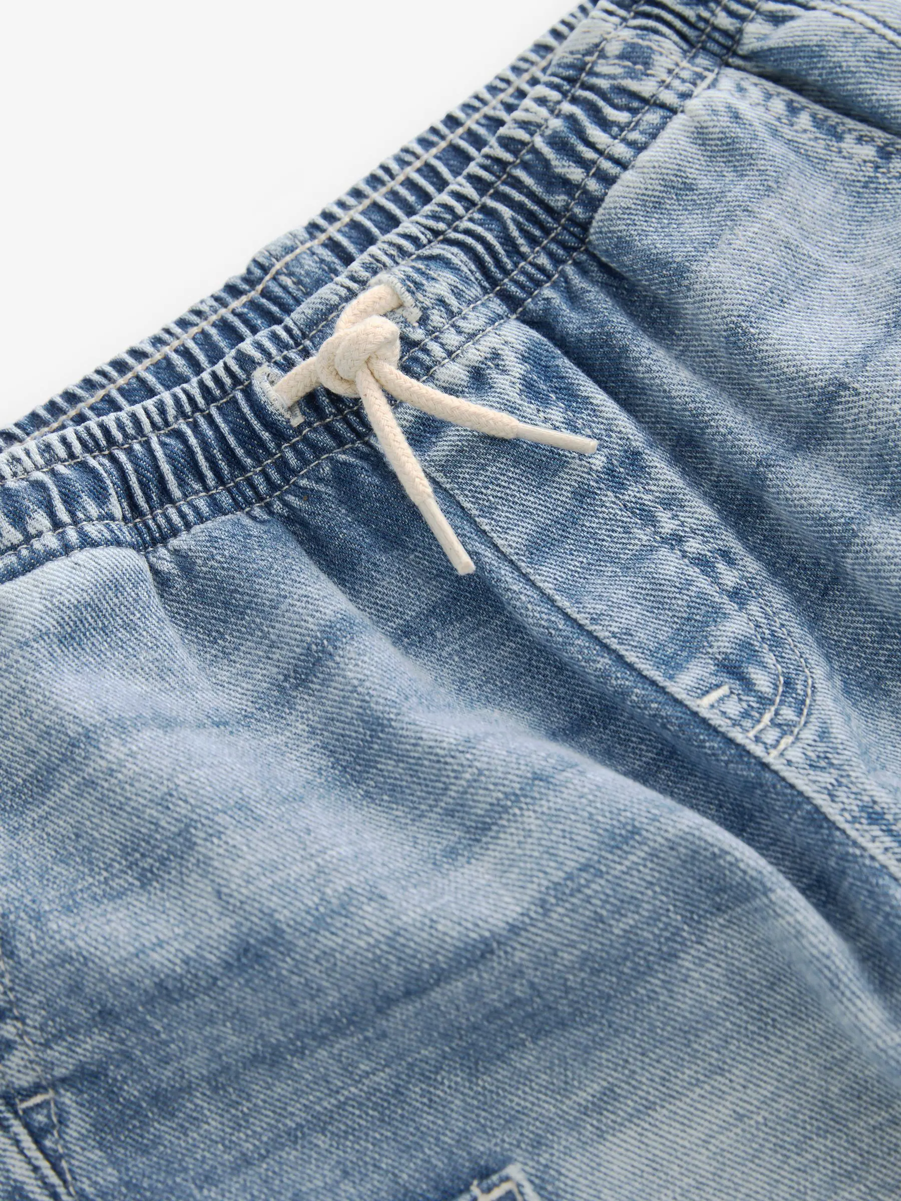 Blauw - Denim cargoshort (3-16 jr)