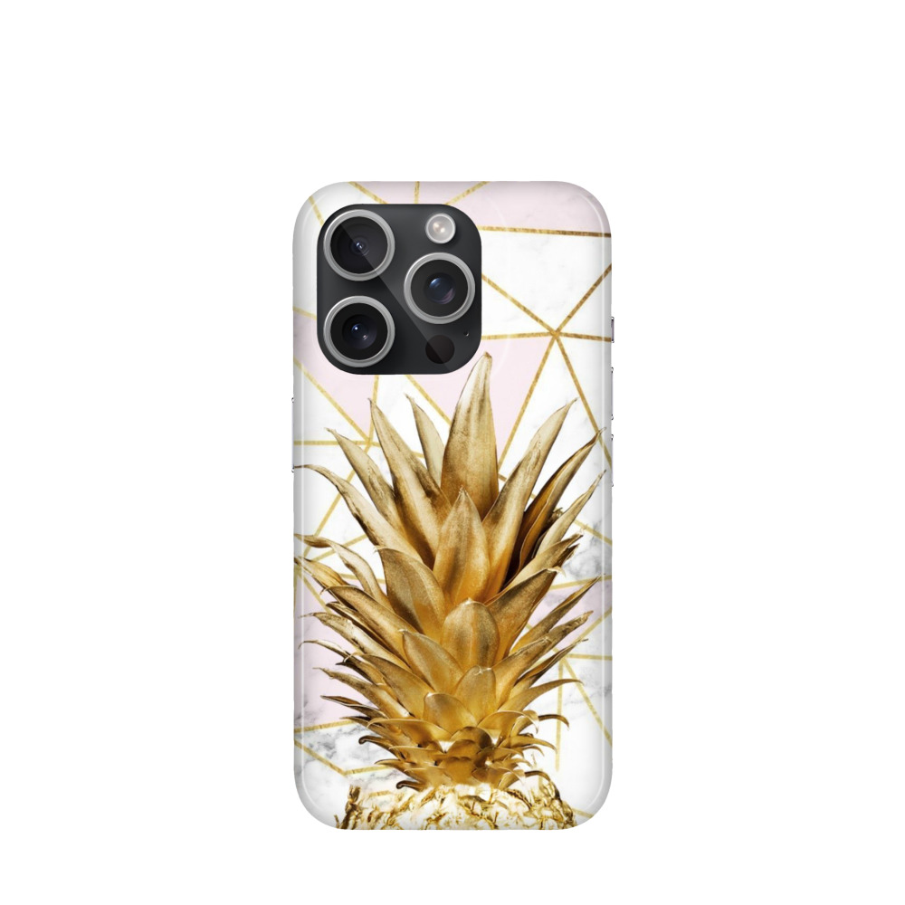 iPhone 15 Pro Kunststoff Hülle Ananas - Gold