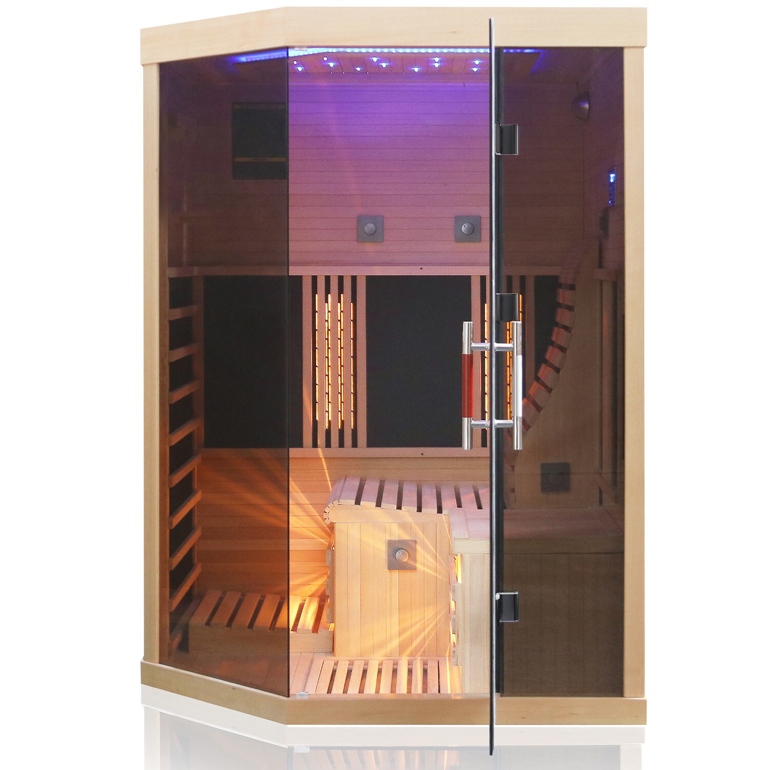 Dewello® Infrarotsauna Infrarotkabine OTTAWA 140x120cm 1-2 Person inkl. 6 Vollspektrumstrahler, 2 Karbonstrahler, 2 Personen