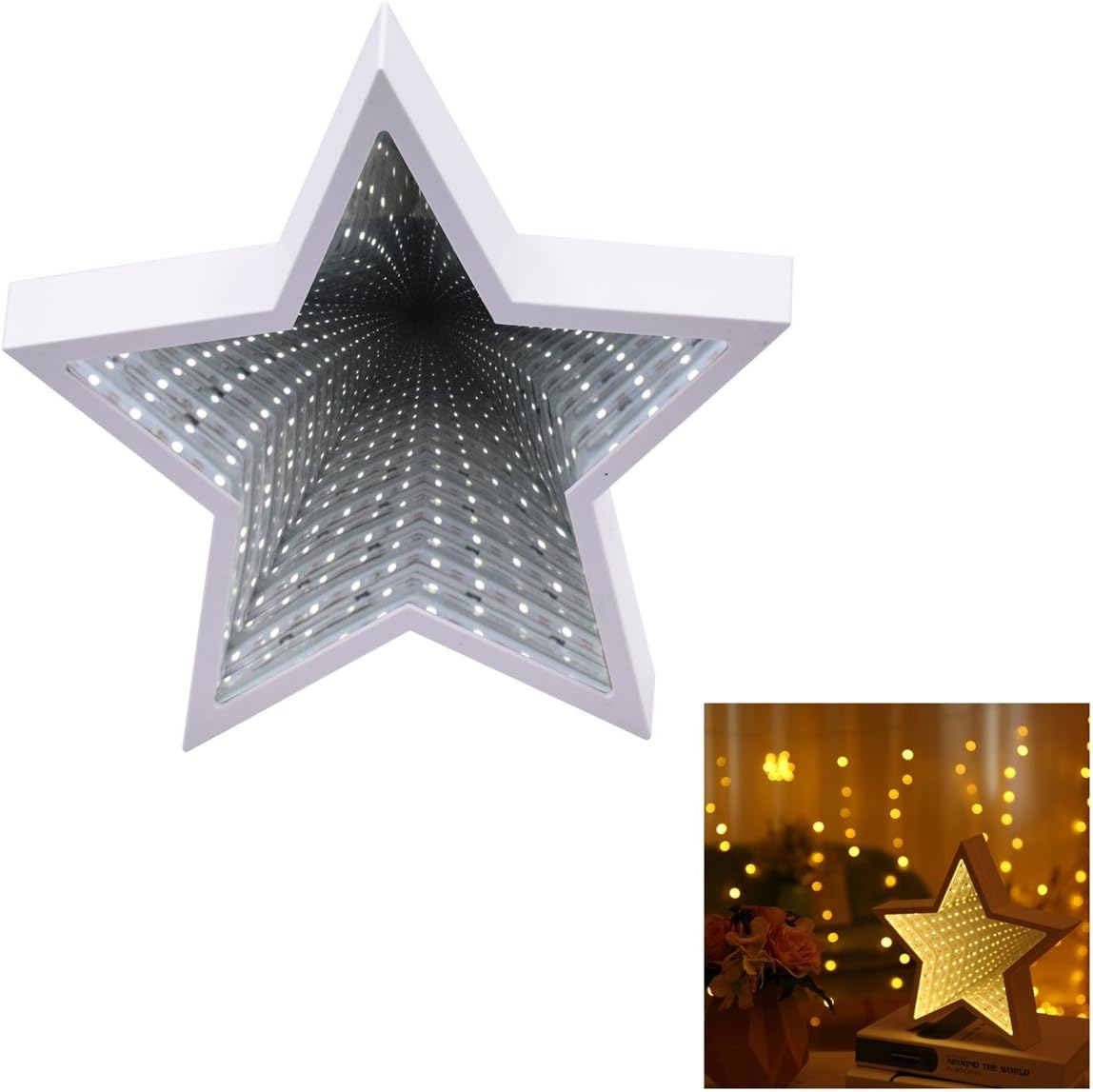 (24x24cm) LED Weihnachts Deko Stern 3D Home Beleuchtung (Batteriebetrieben) - Warmweiss