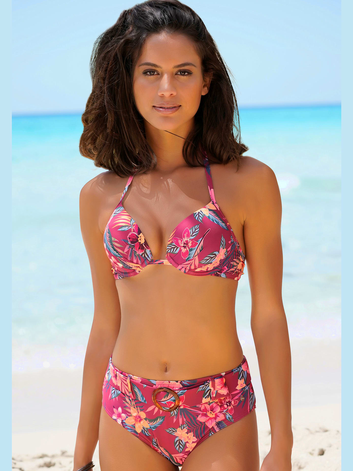 Haut de bikini push-up imprimé tropical