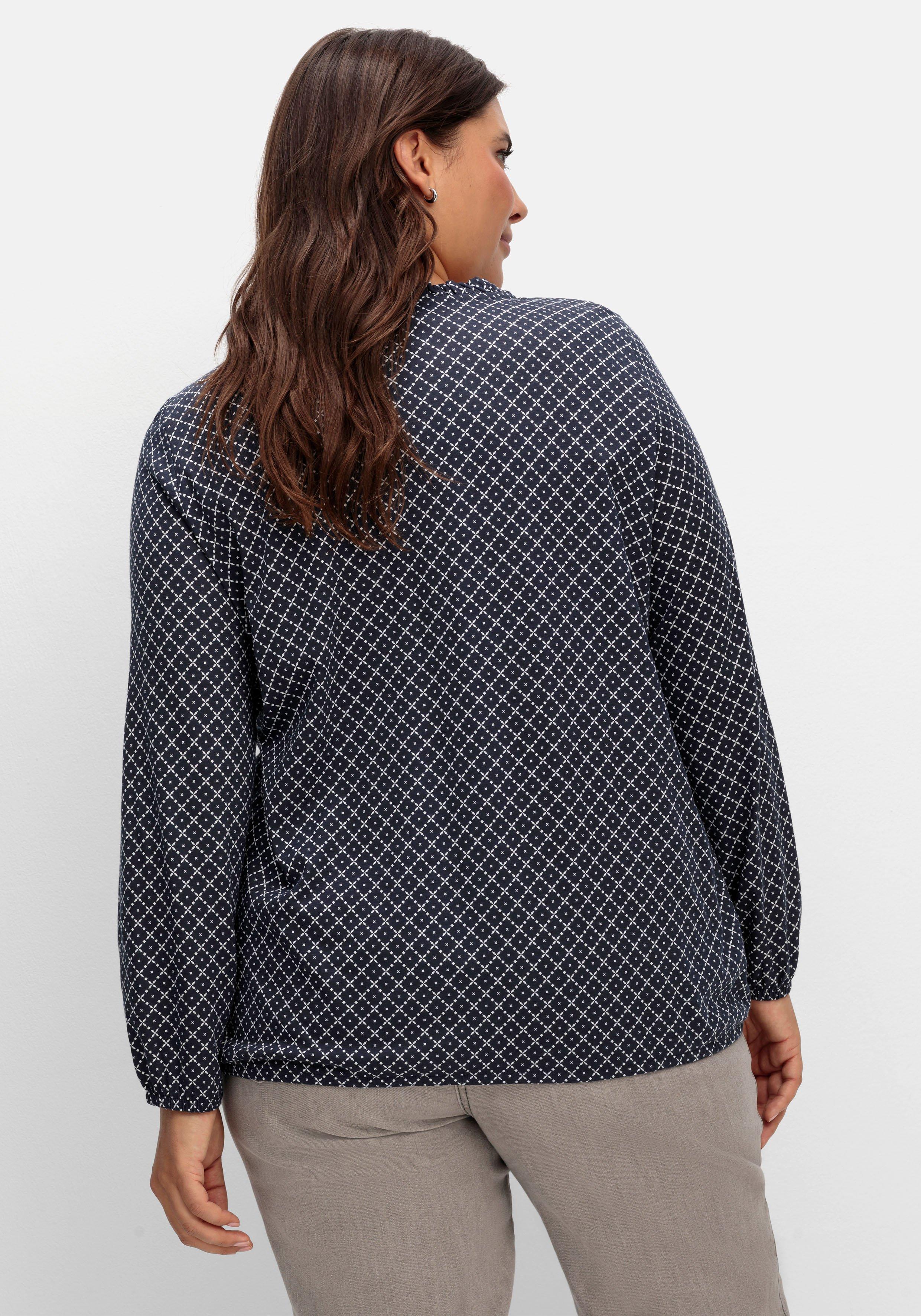 Shirt mit Grafik-Alloverdruck und Knopfleiste