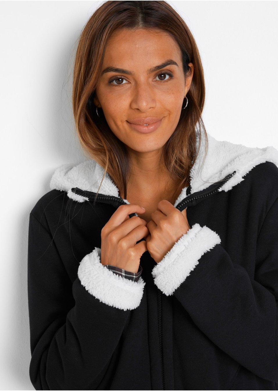Veste sweat avec maille peluche