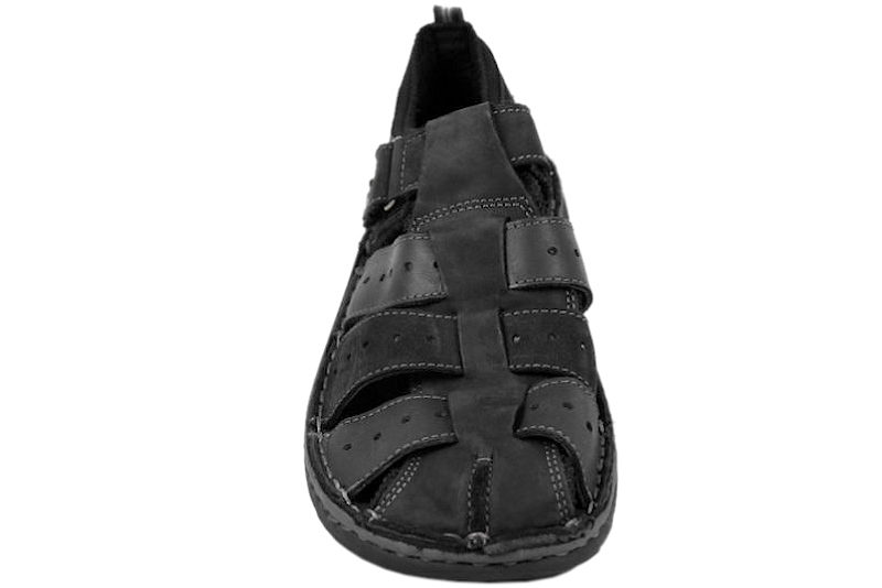 ROHDE SANDAL I SORT SKIND MED LUKKET SNUDE