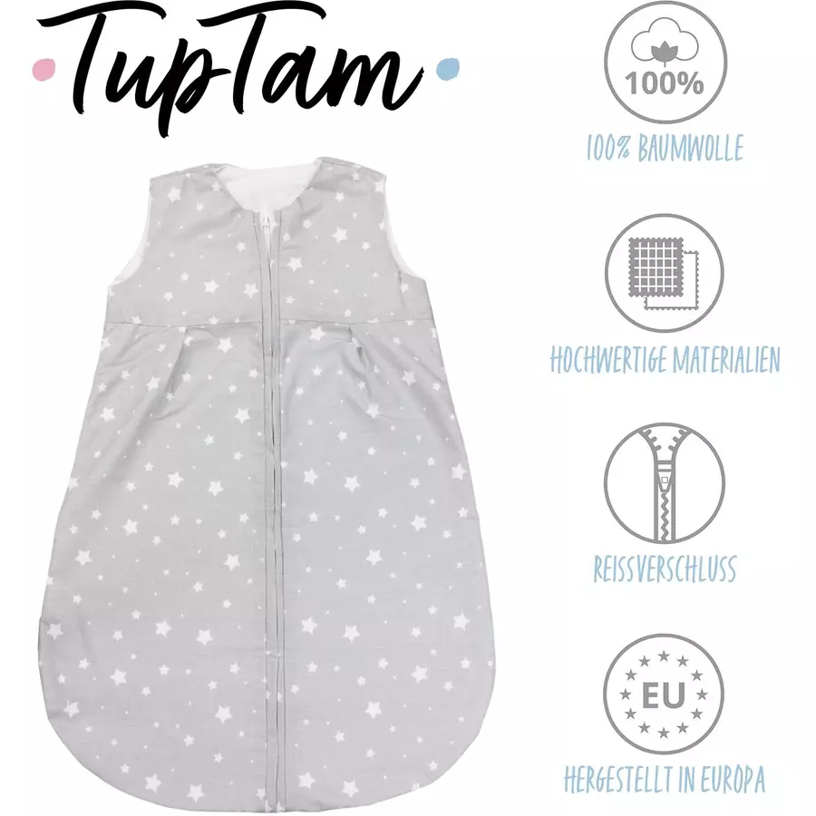 TupTam Baby Sommer Schlafsack Ärmellos Unwattiert weißgrau
