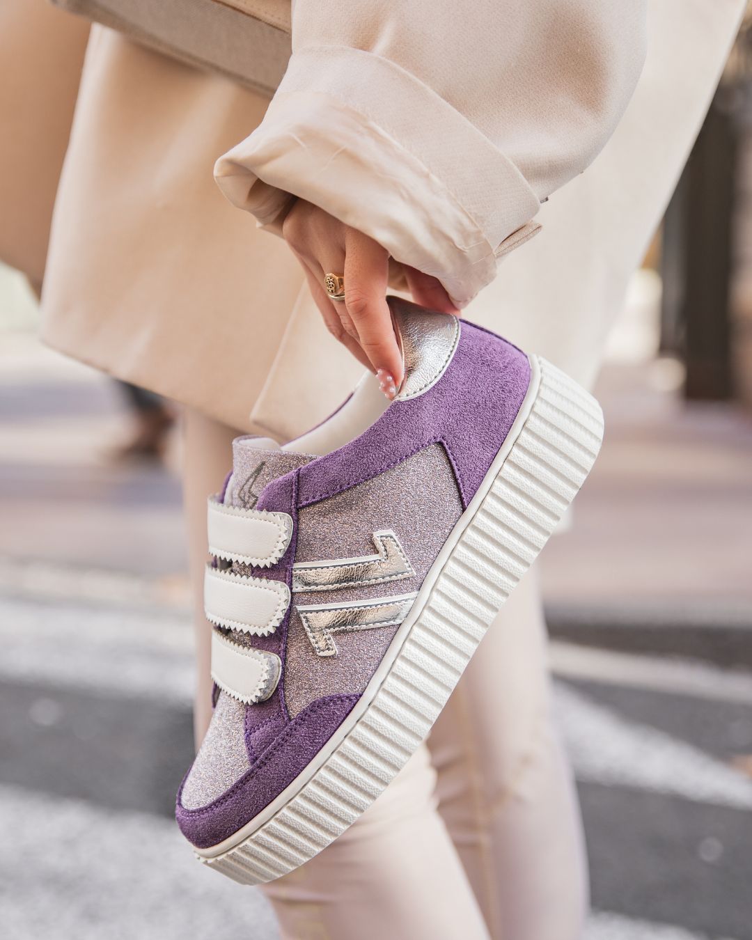 Basket femme violette creepers à scratch - CL73 PURPLE
