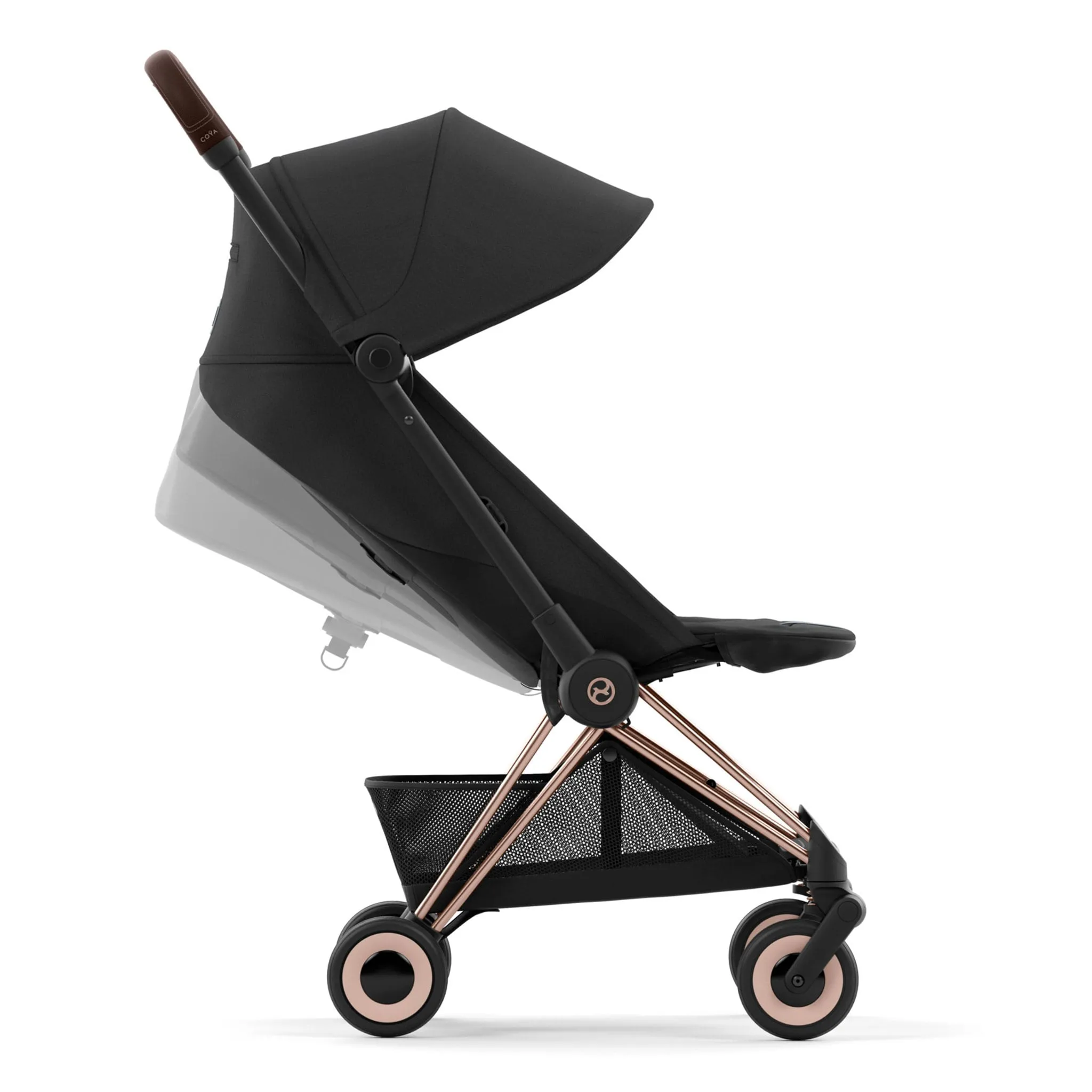 Cybex Poussette Coya - Cadre or rose avec siège noir sépia