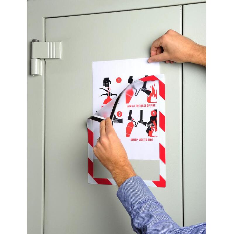 Pochette d'affichage magnétique de sécurité A4 - Blanc/rouge