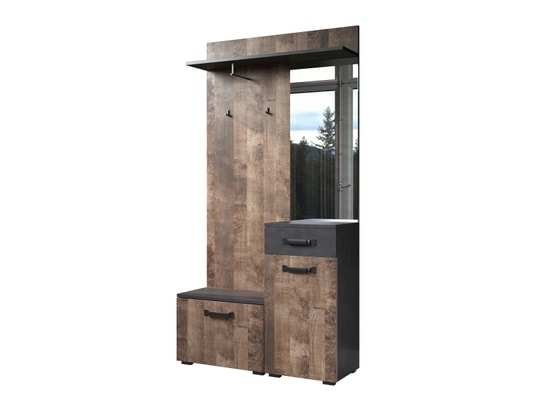 TREND TEAM - Ensemble de 4 meubles d'entrée - mélaminé - naturel-gris - ...