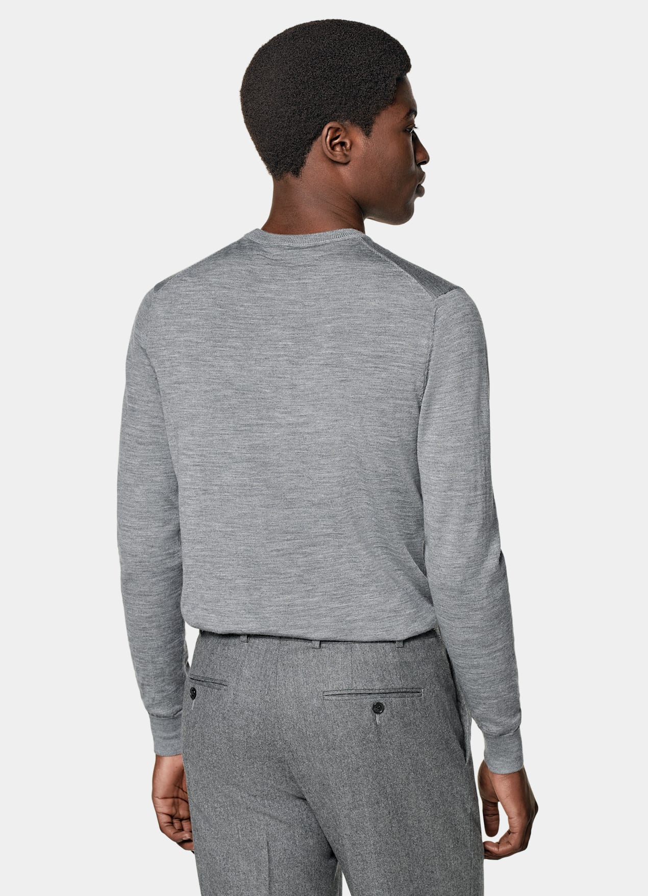 Pull col rond Merino gris