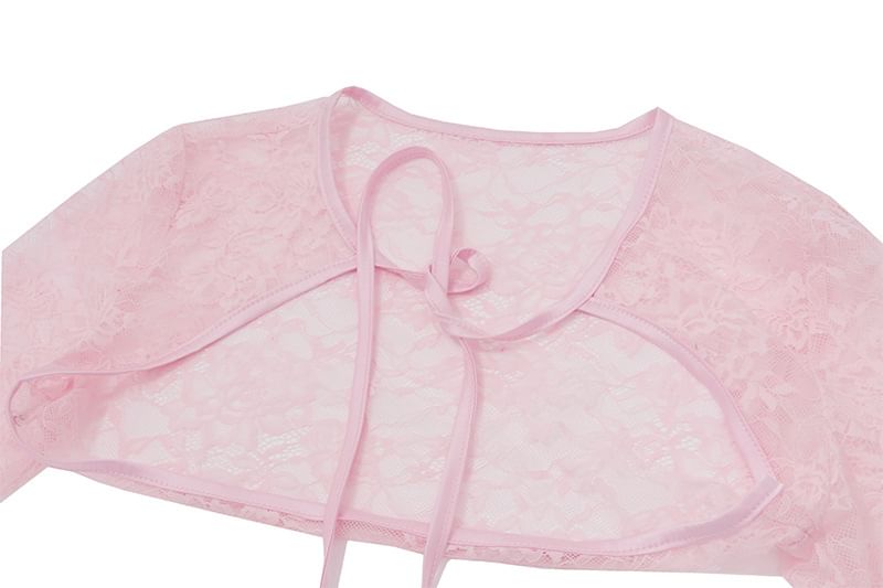 Bulgaris - A-lijn mini-jurk met klokmouwen en kant, slim-fit