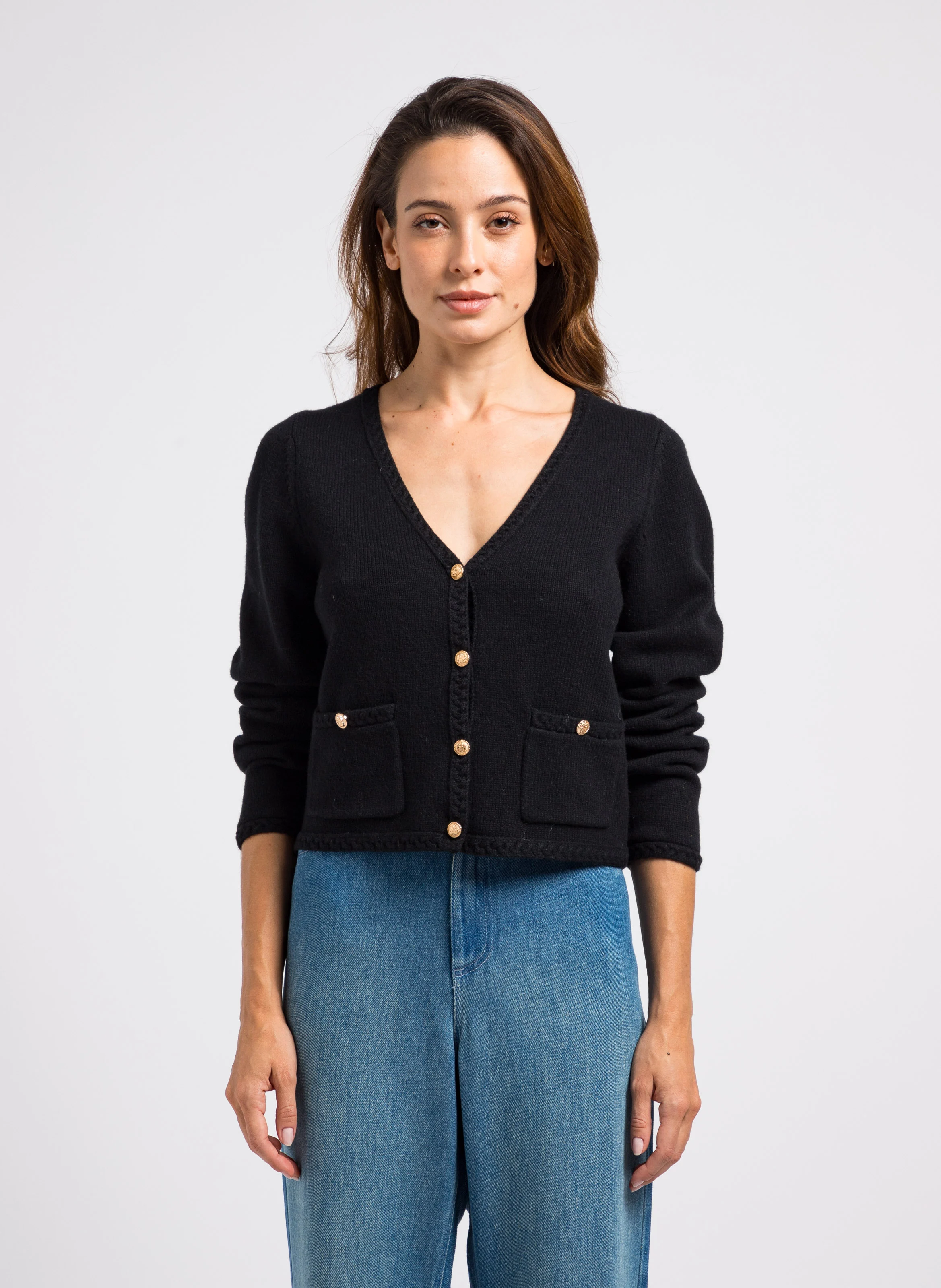 MELLA - Gilet boutonné en laine| Noir
