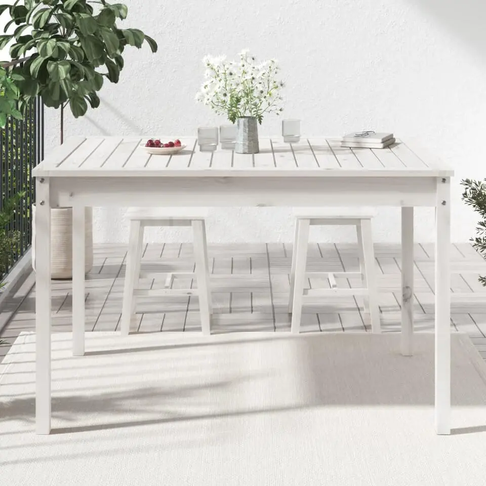 vidaXL - Tuintafel - Wit - Grenenhout - 121 x 82.5 x 76 cm
