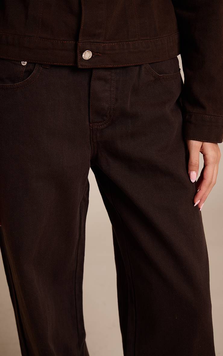 Dark Chocolate Jean Droit À Taille Échancrée