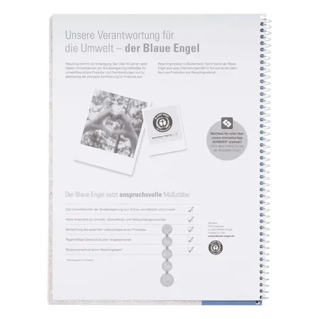 Oxford Recycling Collegeblock A4+, 80 Blatt, liniert mit weißem Rand rechts, 90 g/m², 4fach gelocht, Optik Paper®