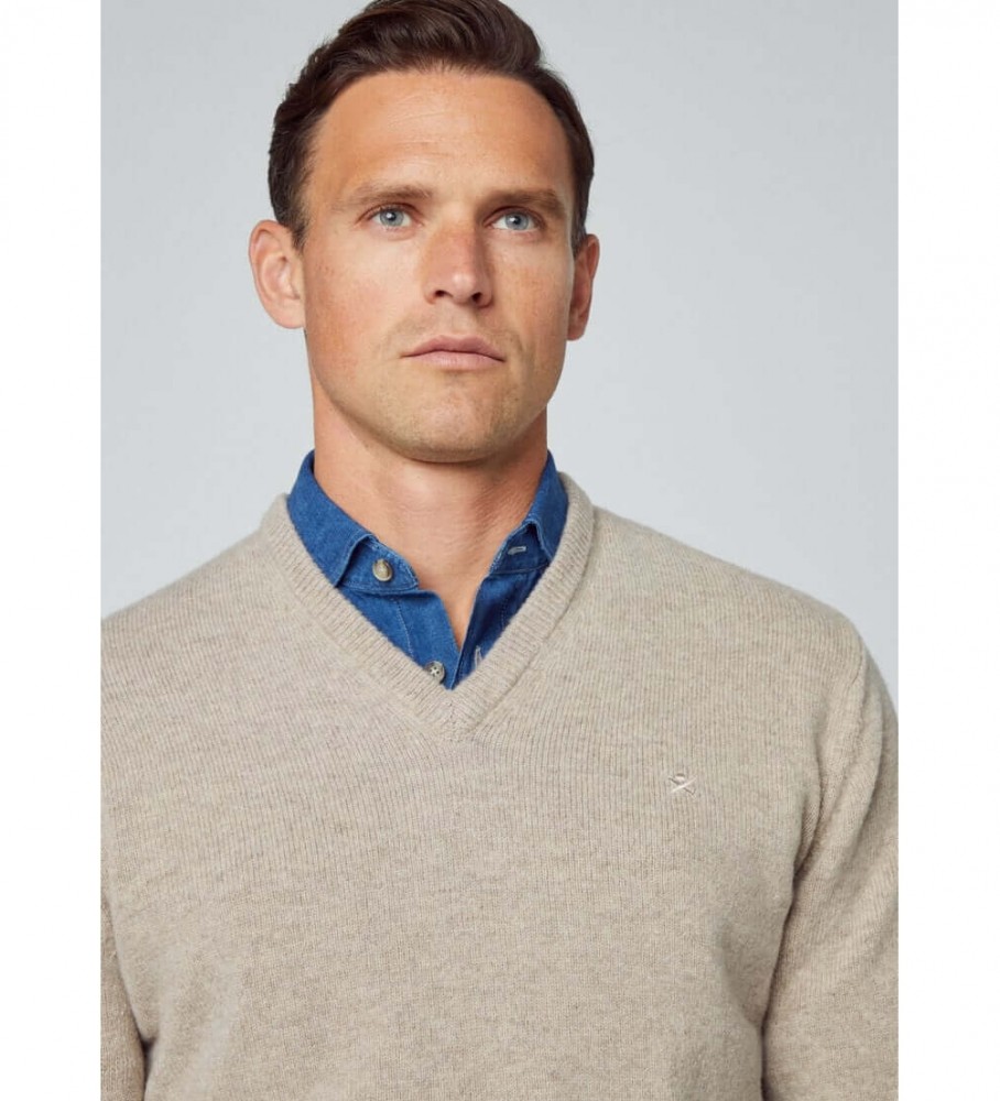 Hackett Jersey Lambswool V marrom
