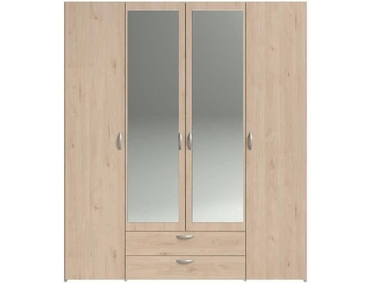 PARISOT - Armoire varia - décor chene et blanc - 4 portes - 2 tiroirs