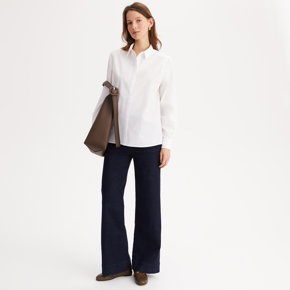 ANNE WEYBURN<br>Camisa de manga comprida, popeline de algodão