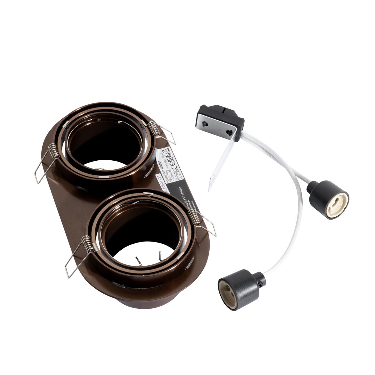 Set van 6 inbouwspots donkerbrons GU10 70mm kantelbaar 2-lichts - Installa