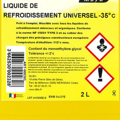 Liquide de refroidissement Technilub LR 35°C MOTO 2L Universel