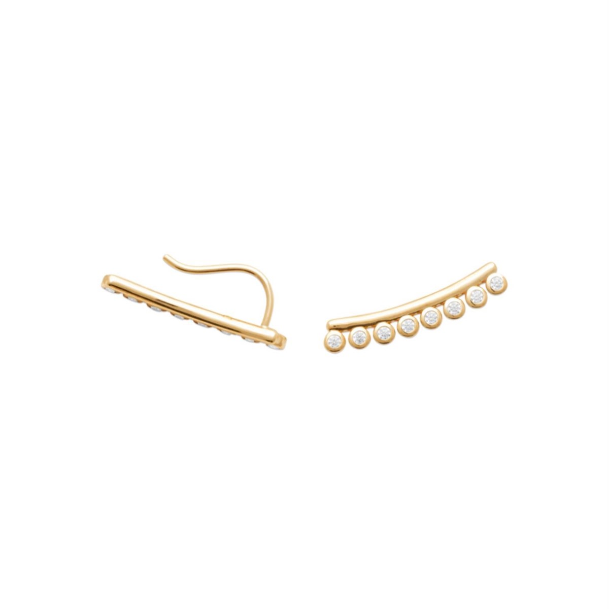 Boucles d'oreilles grimpantes contour de lobe serti d'oxydes de zirconium ronds Plaqué OR 750 3 microns