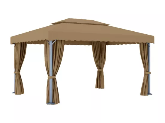Tonnelle avec rideau 4x3 m Taupe Aluminium