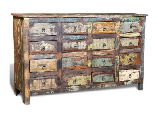 Armoire avec 16 tiroirs en style antique Bois massif recyclé