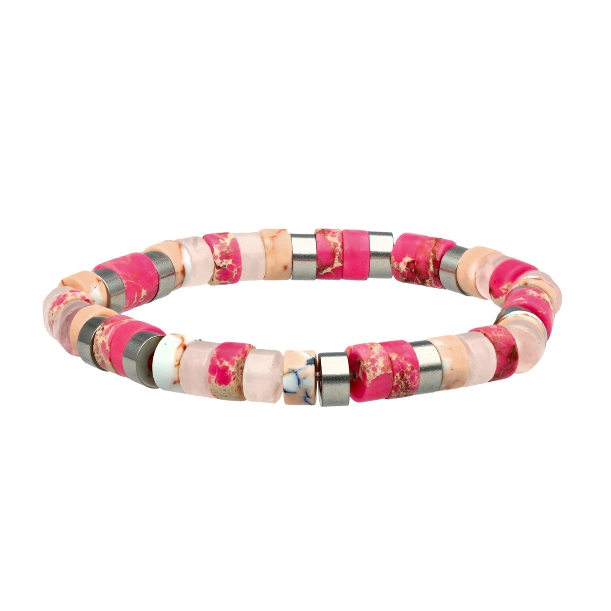 Bracelet Perles Heishi Jaspe Pourpre Et Rose Impérial-Medium-18cm