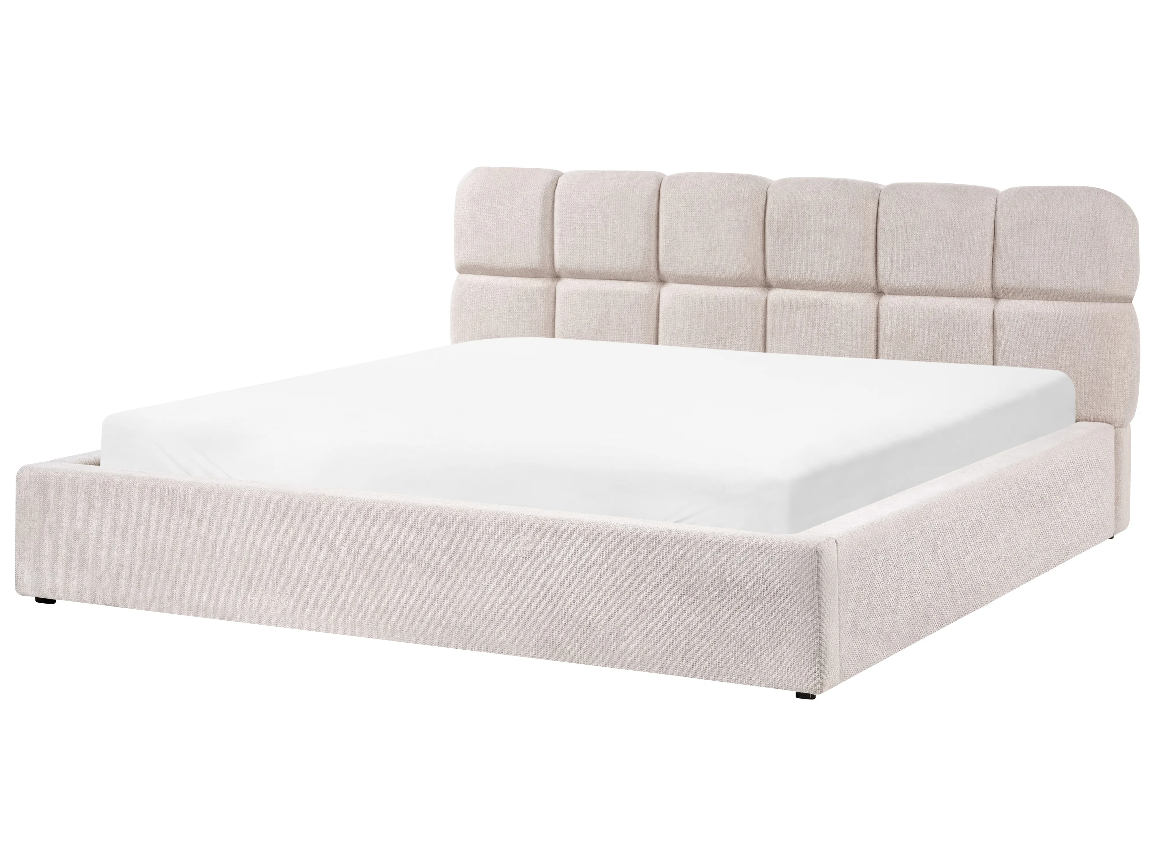 Bed met opbergruimte Stof BASTON 180 x 200 cm Lichtbeige