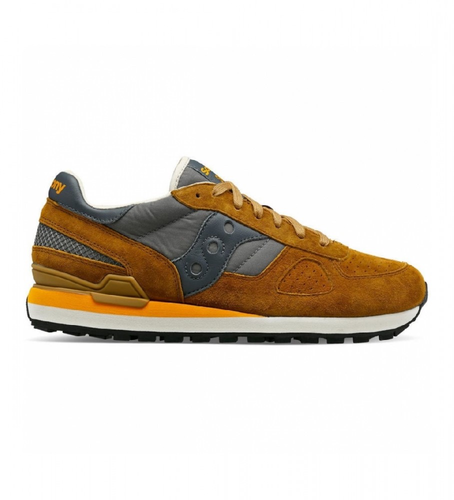 Tênis Saucony Shadow Original em couro marrom