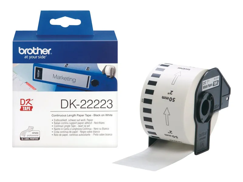 Brother DK-22223 - Papir - sort på hvid - Rulle (5 cm x 30,5 m) 1 rulle(r) fortløbende mærkater - for Brother QL-1050, 1060, 1110, 500, 550, 560, 570, 580, 600, 650, 700, 710, 820