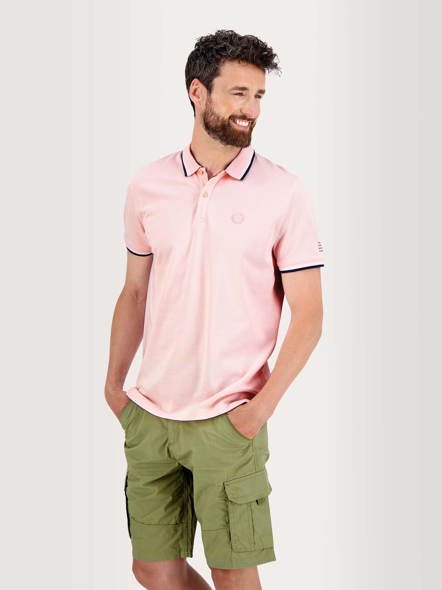 Polo Homme Manches Courtes Coton Biologique Rose Clair