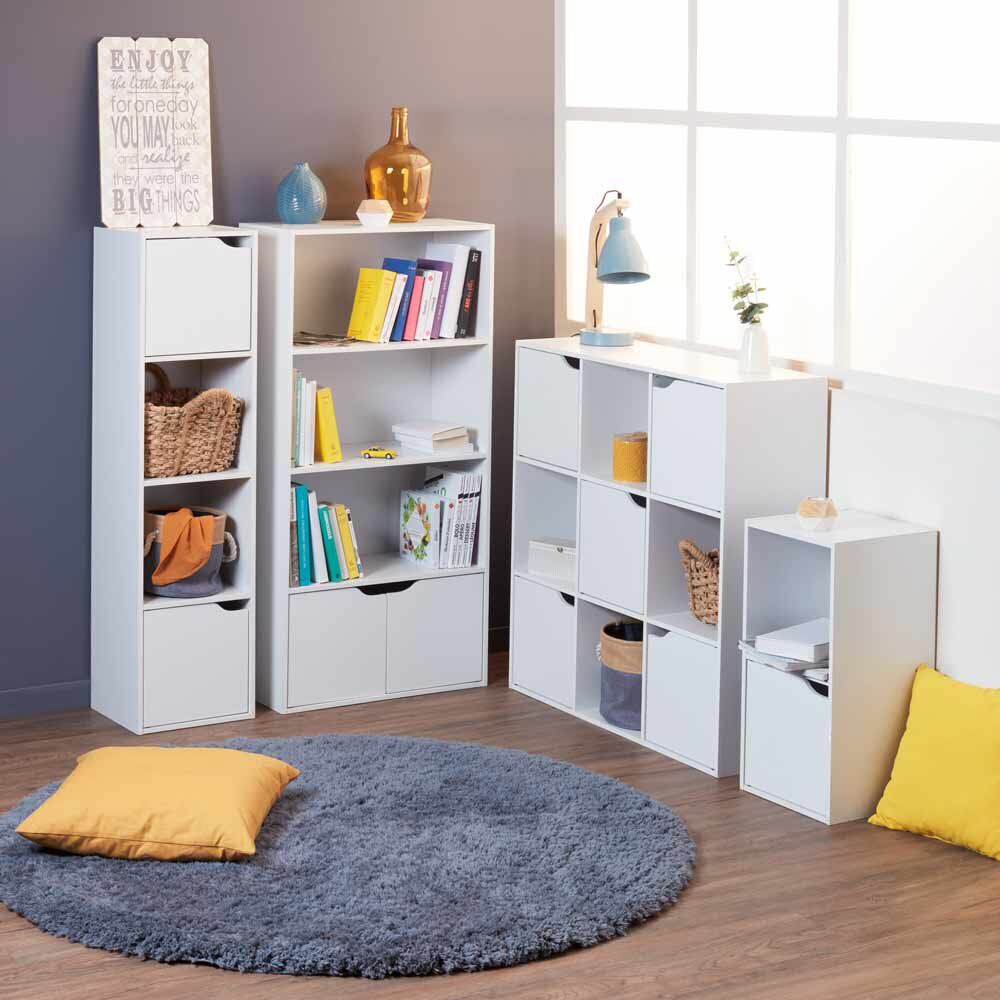 Étagère large Adam en bois blanc 4 niches