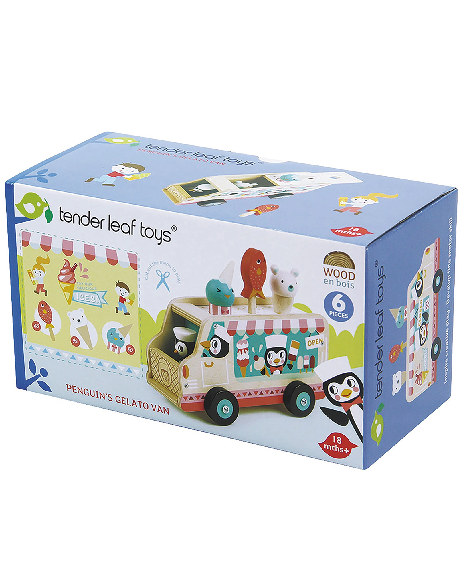 Rollenspiel EISWAGEN - PINGUIN 6-teilig aus Holz
