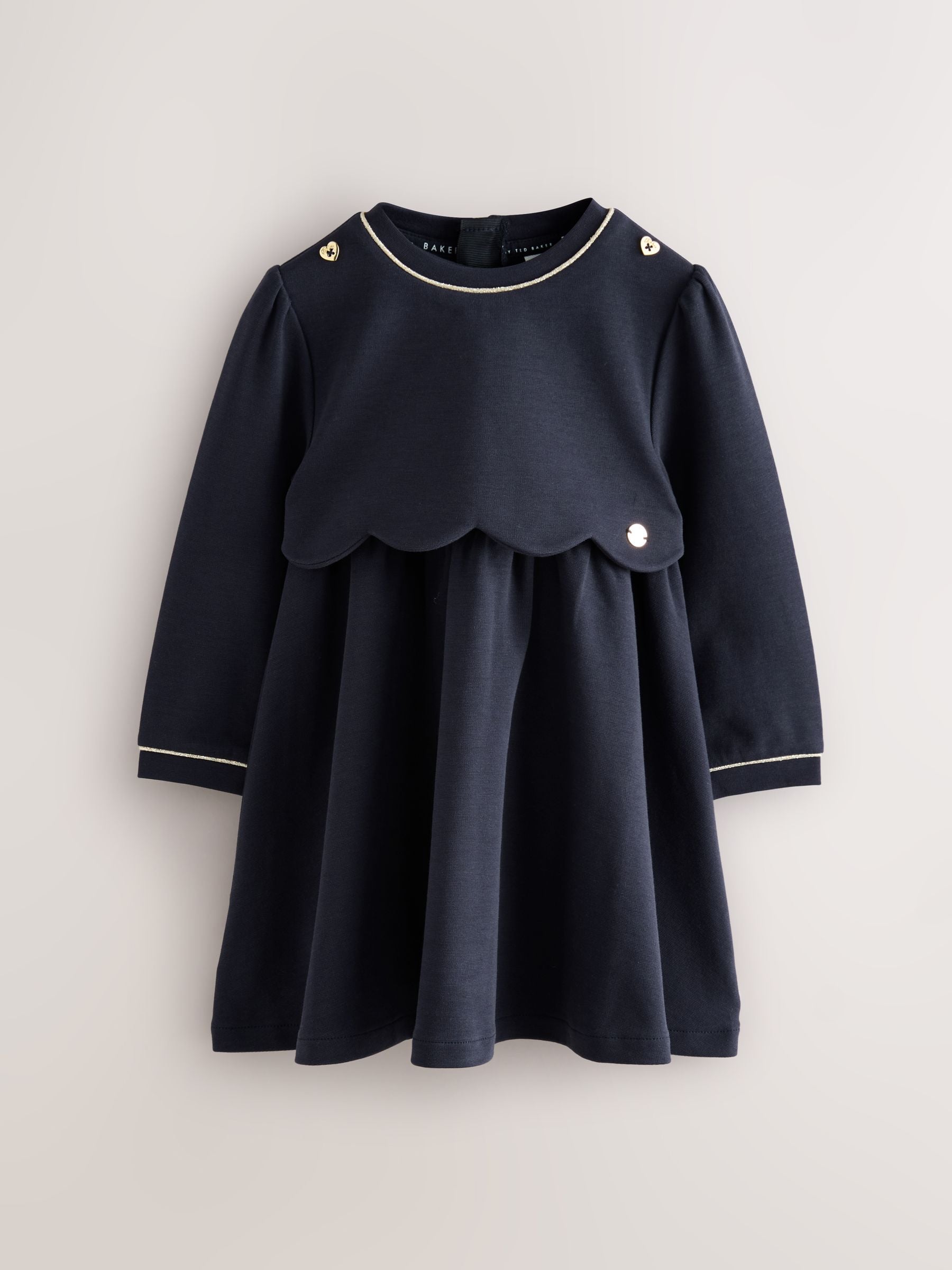 Marineblauw - Baker by Ted Baker Ponte-jurk met gegolfde rand