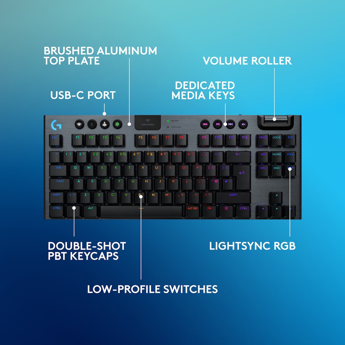 Logitech G915 X Lightspeed TKL Wireless Clicky gamingtastatur (sort)