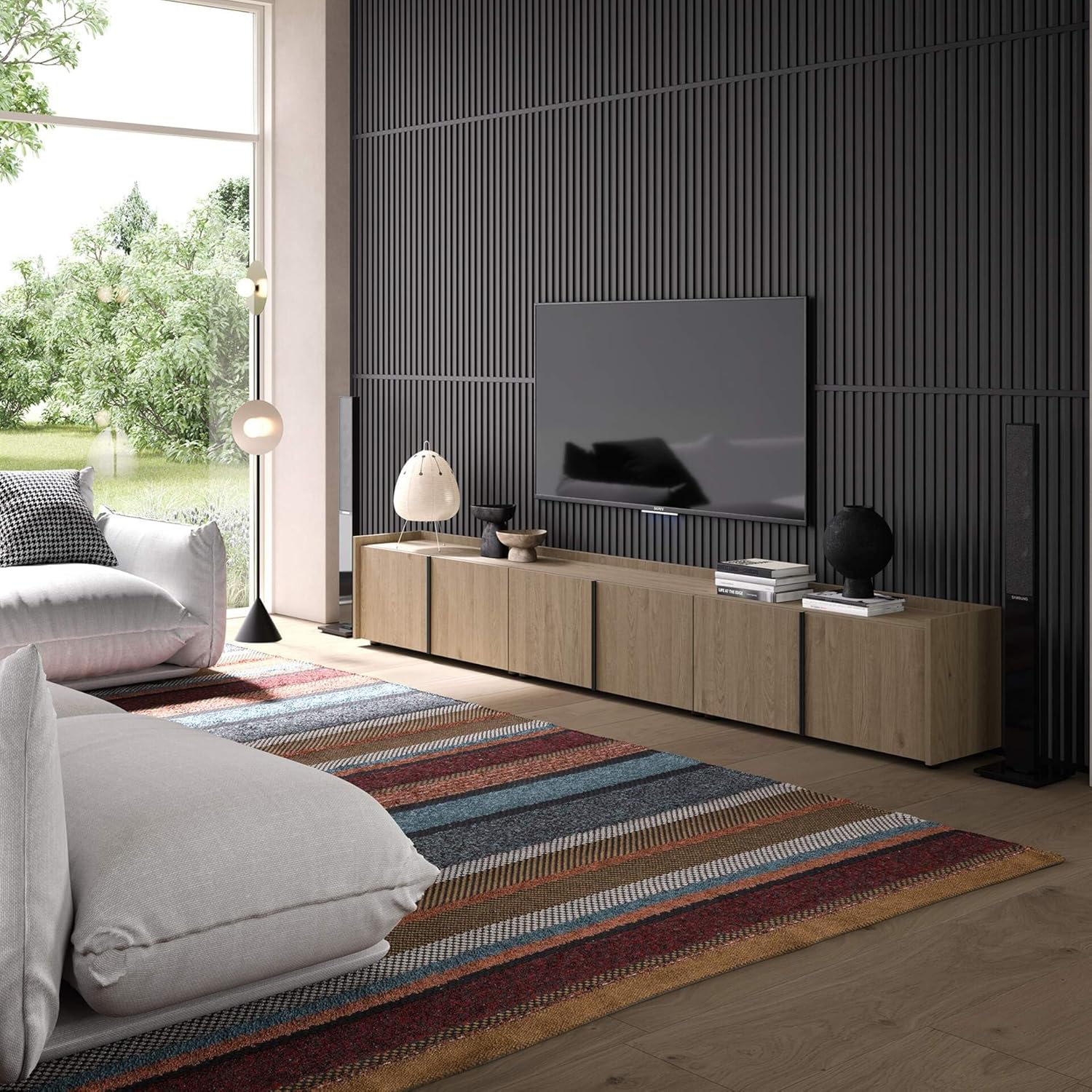 MOBILI FIVER, Lowboard Romina (93,6x36x44 cm), 2 Türen, Wildeiche, Made In Italy