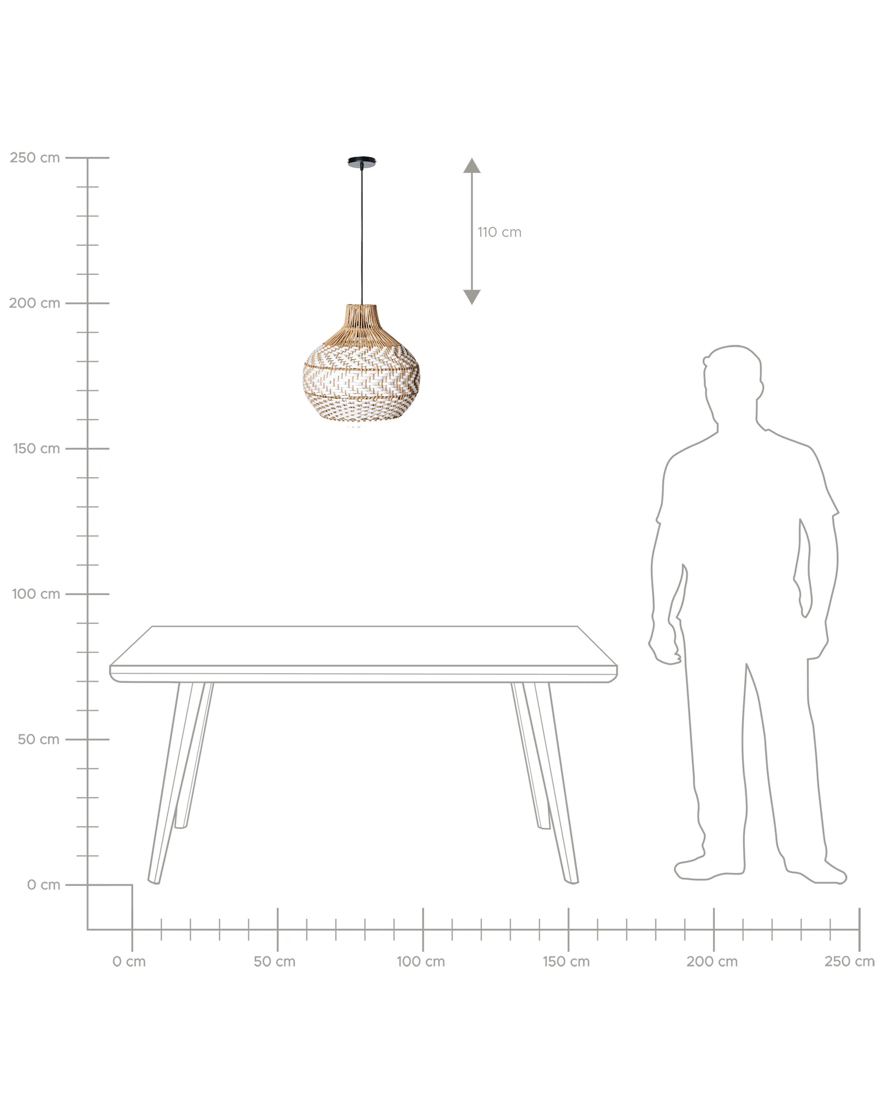 Hanglamp YAUCO Rotan Wit