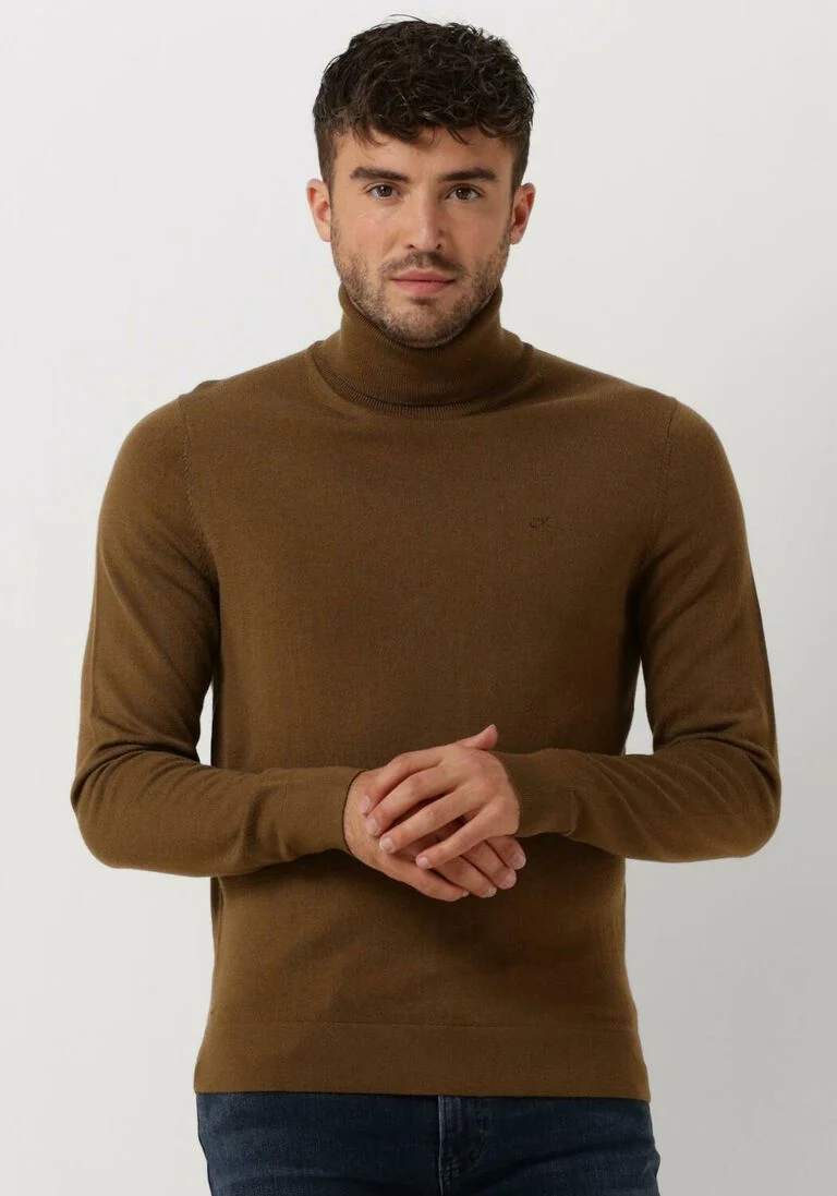 CALVIN KLEIN groene calvin klein coltrui superior wool turtle neck