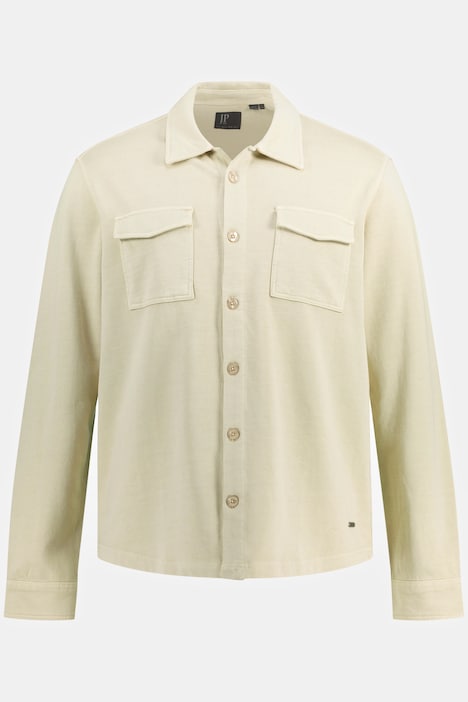 Jerseyhemd, Overshirt, Langarm, Kentkragen