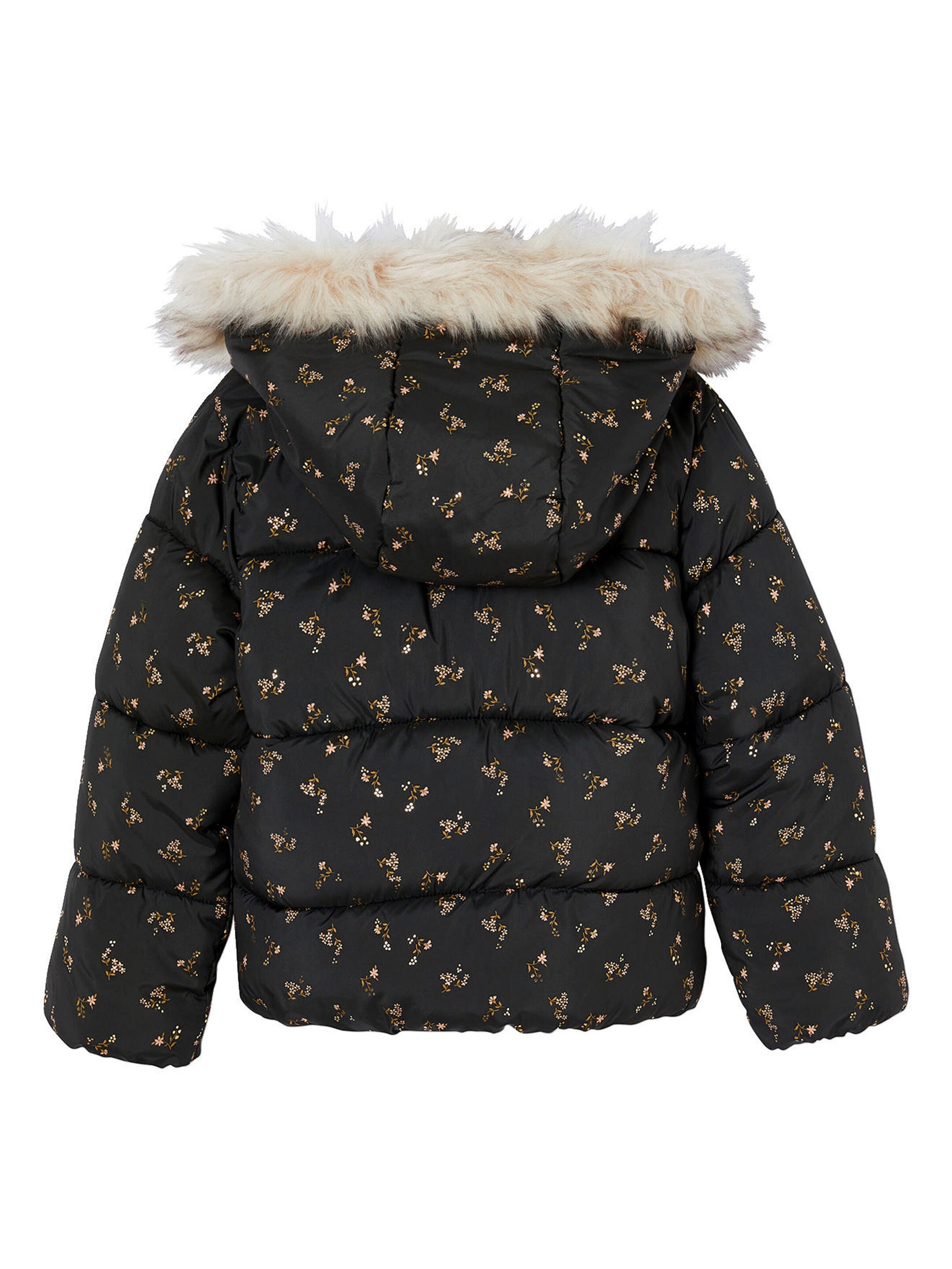 Vertbaudet Mädchen Steppjacke mit Kapuze und Fleecefutter, Wattierung Recycling-Polyester anthrazit