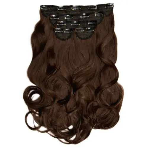 Super Thick 22 Inch 5 Piece Blow Dry Wavy Clip In Hair Extensions Chocolate Brown