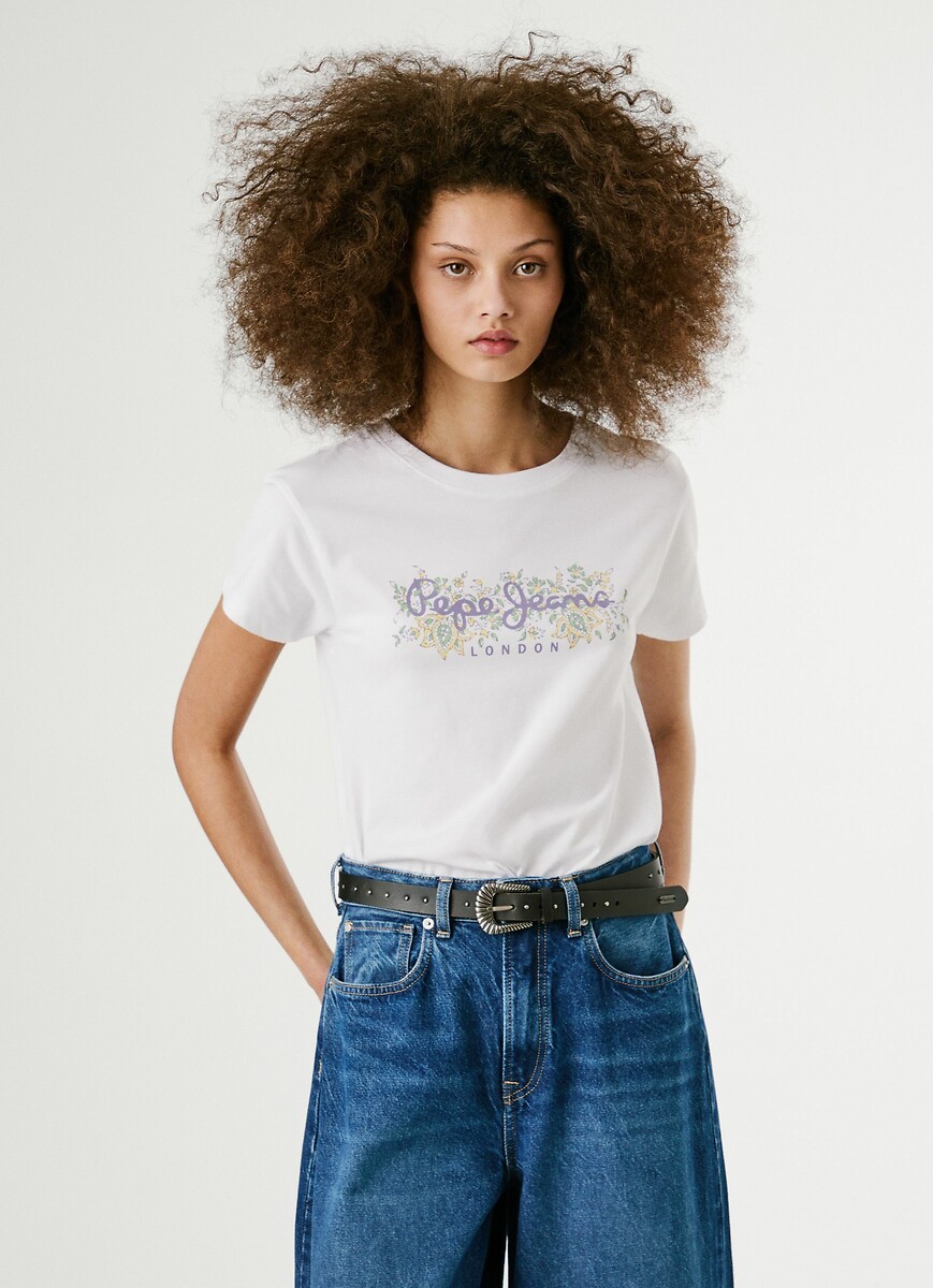 PEPE JEANS<br>Camiseta de manga curta com estampa na frente