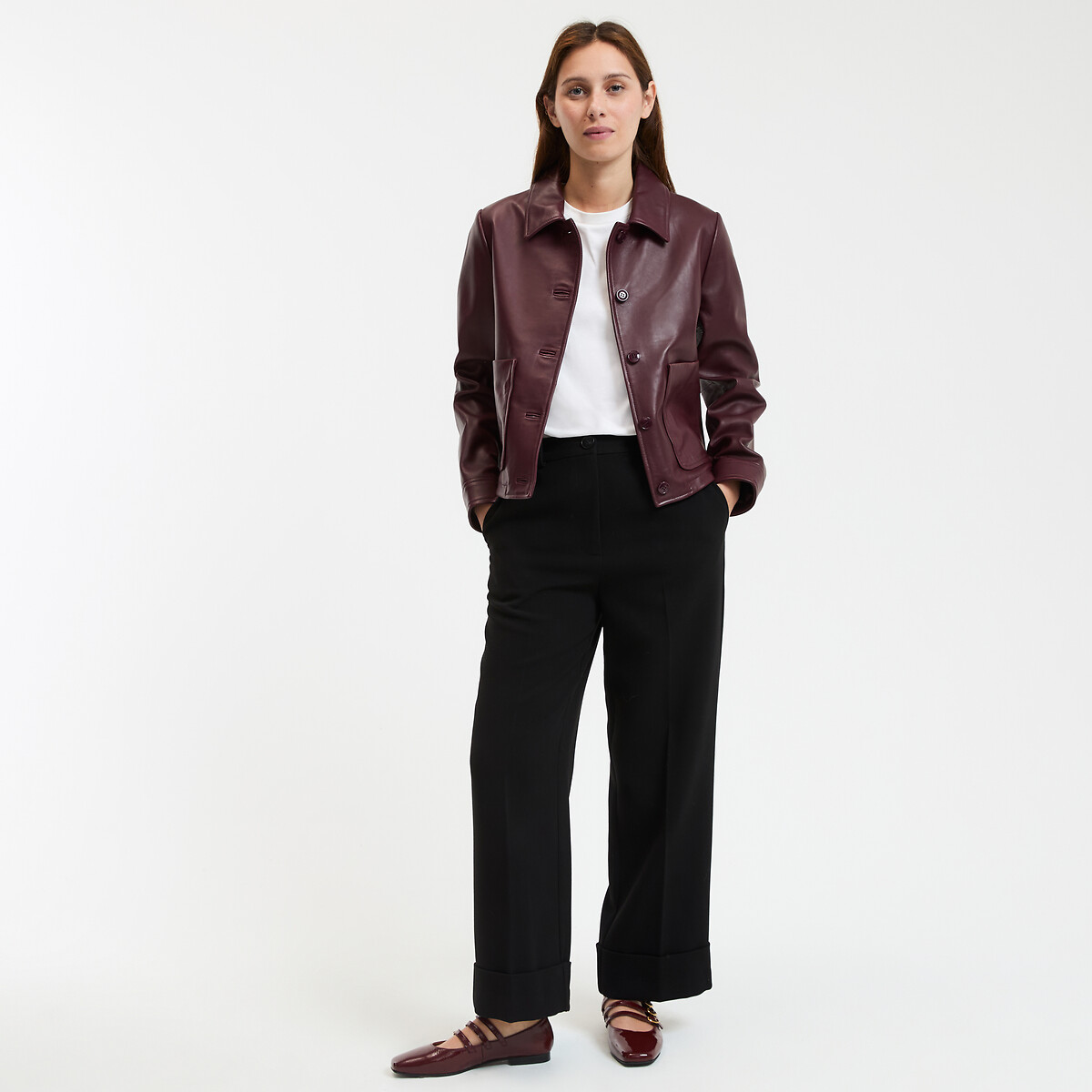COLEÇÃO LA REDOUTE<br>Calça reta de cintura alta, comprimento 7/8