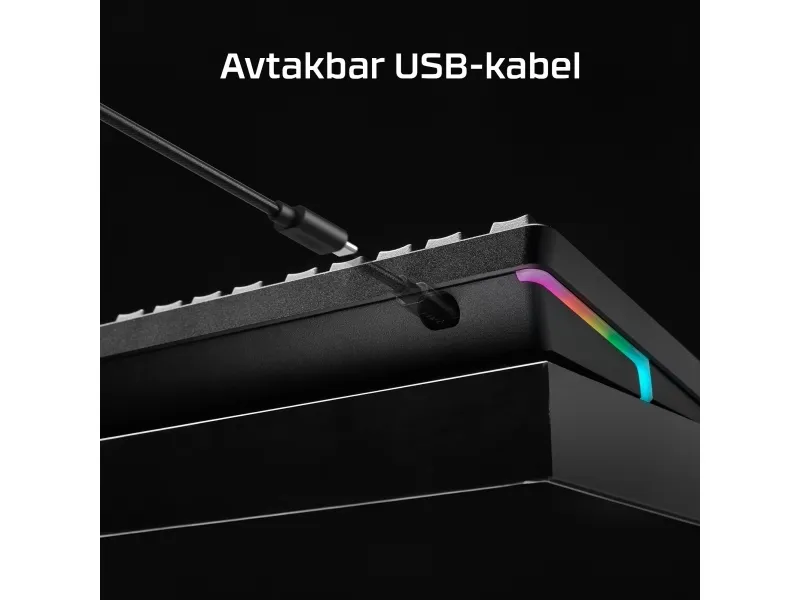 HyperX Alloy Rise - Tastatur - 100% fuld størrelse - bagbelyst - USB-C - QWERTY - Pan Nordic - tastaturkontakt: HyperX Linear - sortering