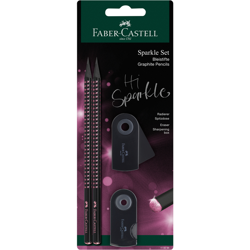 Faber-Castell Bleistift-Set Sparkle, Midnight rose, B, schwarz/pink